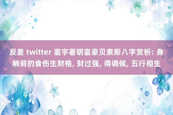 反差 twitter 寰宇著明富豪贝索斯八字赏析: 身稍弱的食伤生财格， 财过强， 得调候， 五行相生